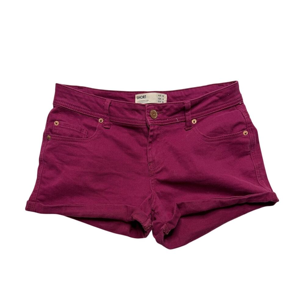 Cotton On Burgundy Denim Shorts 6 Retro 2010s Preppy Colorful